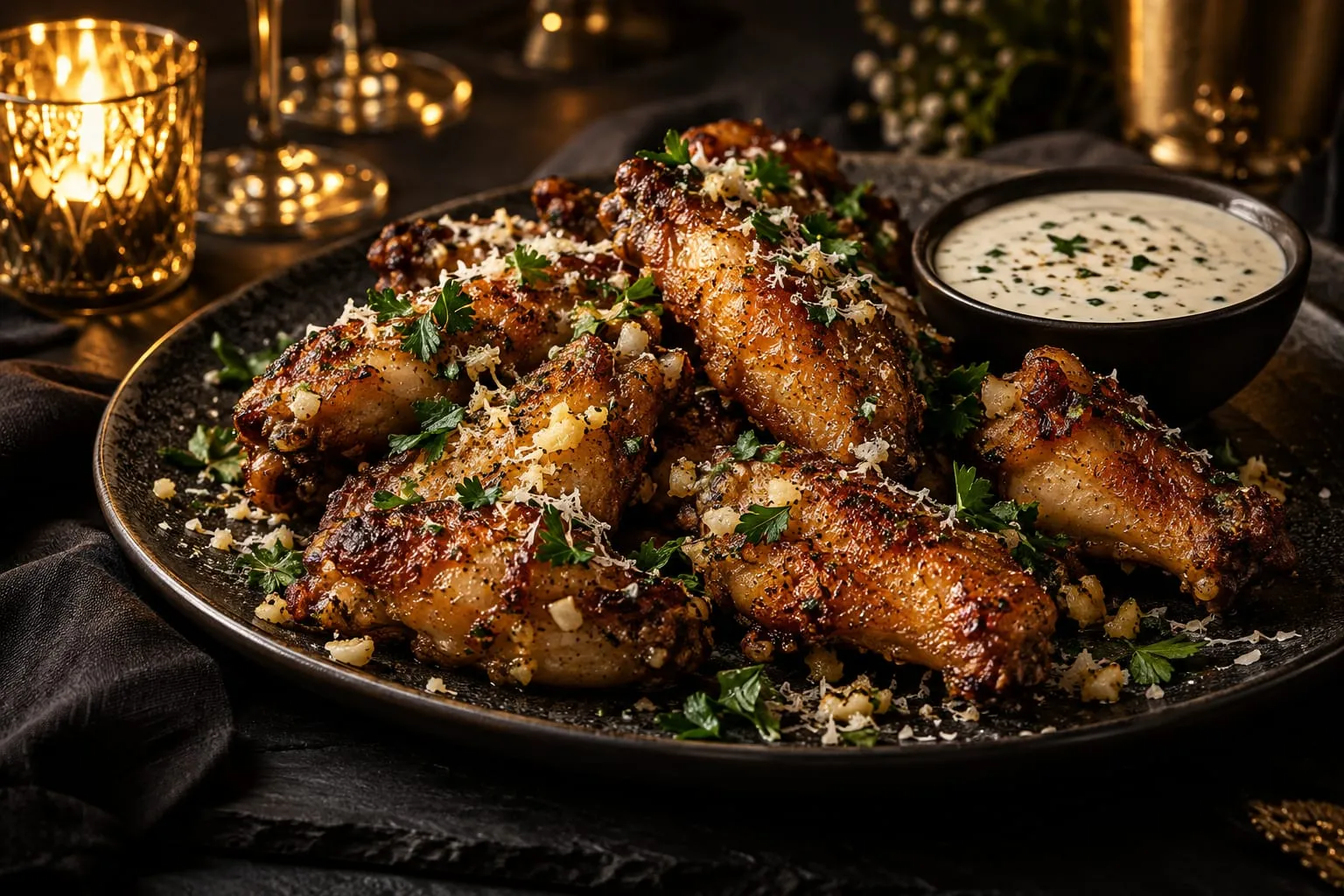 Crispy Baked Garlic Parmesan Wings