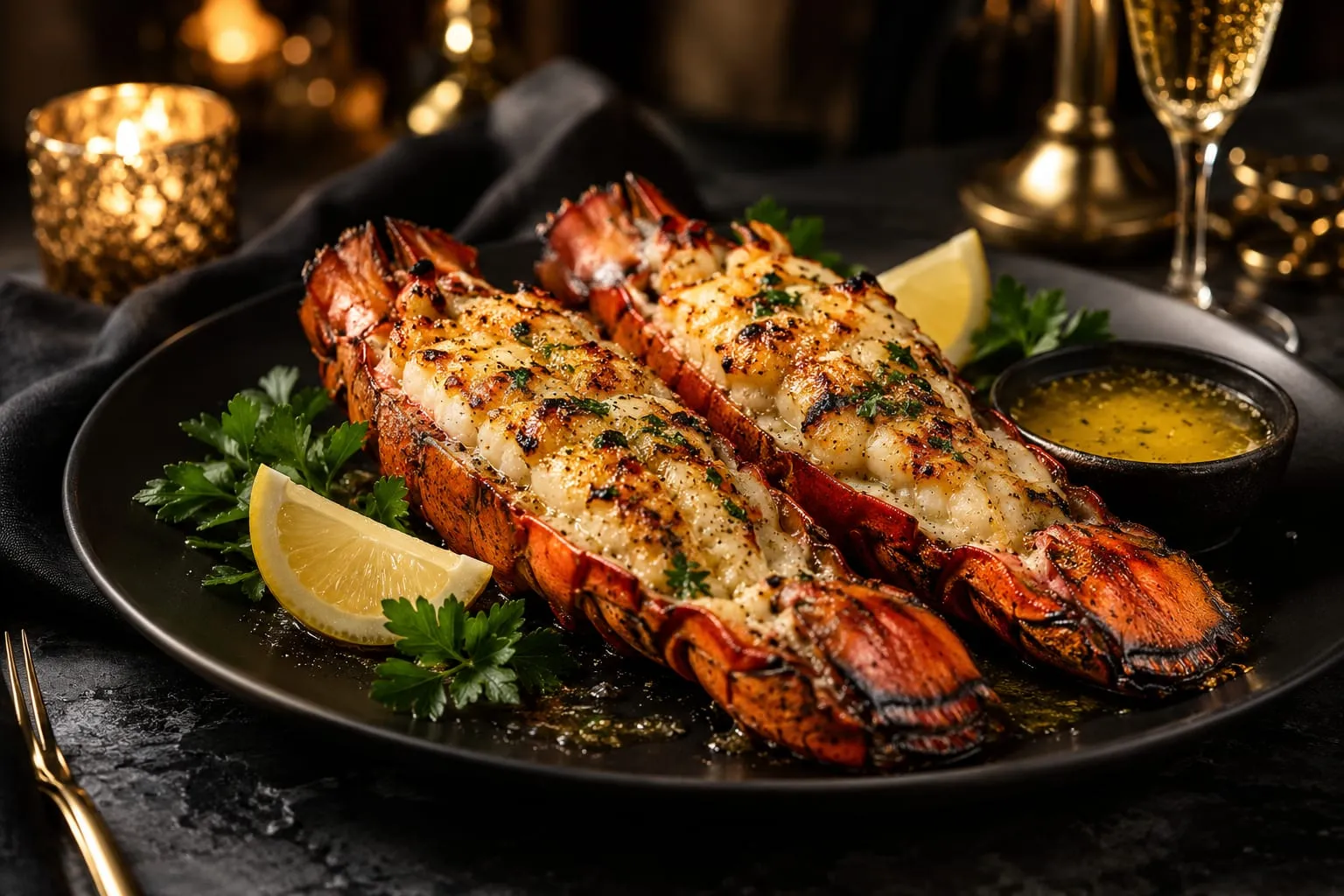 Broiled Lobster Tails with Brown Butter