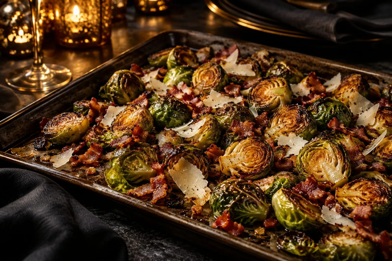 Crispy Parmesan Brussels Sprouts with Bacon