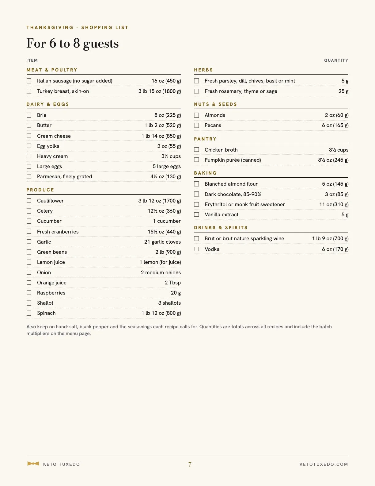 Holiday Menus sample page 4